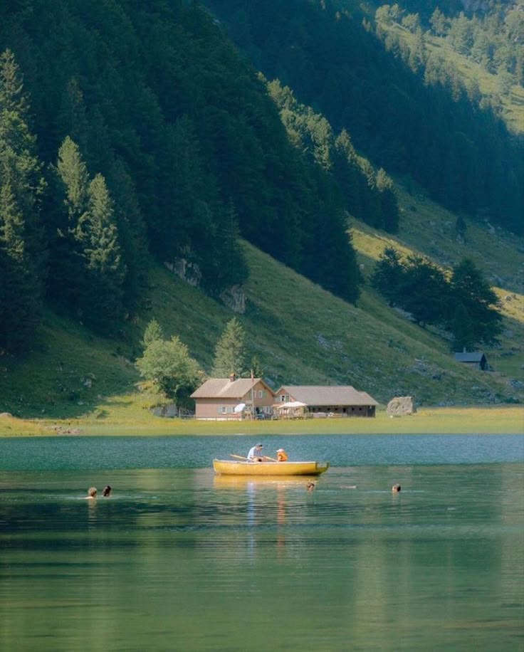 Alpine lake boat