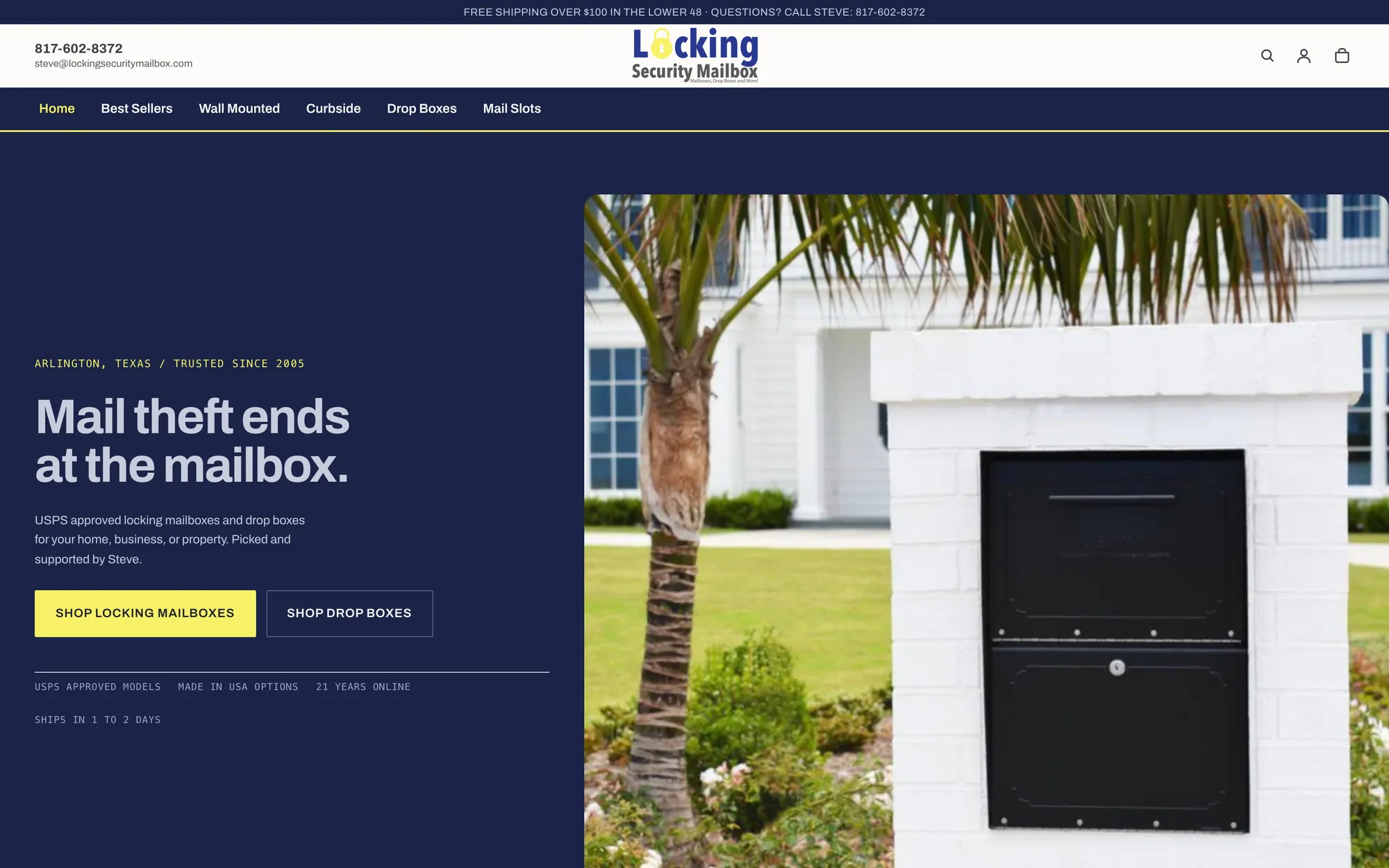 Locking Security Mailbox homepage on the new Shopify storefront