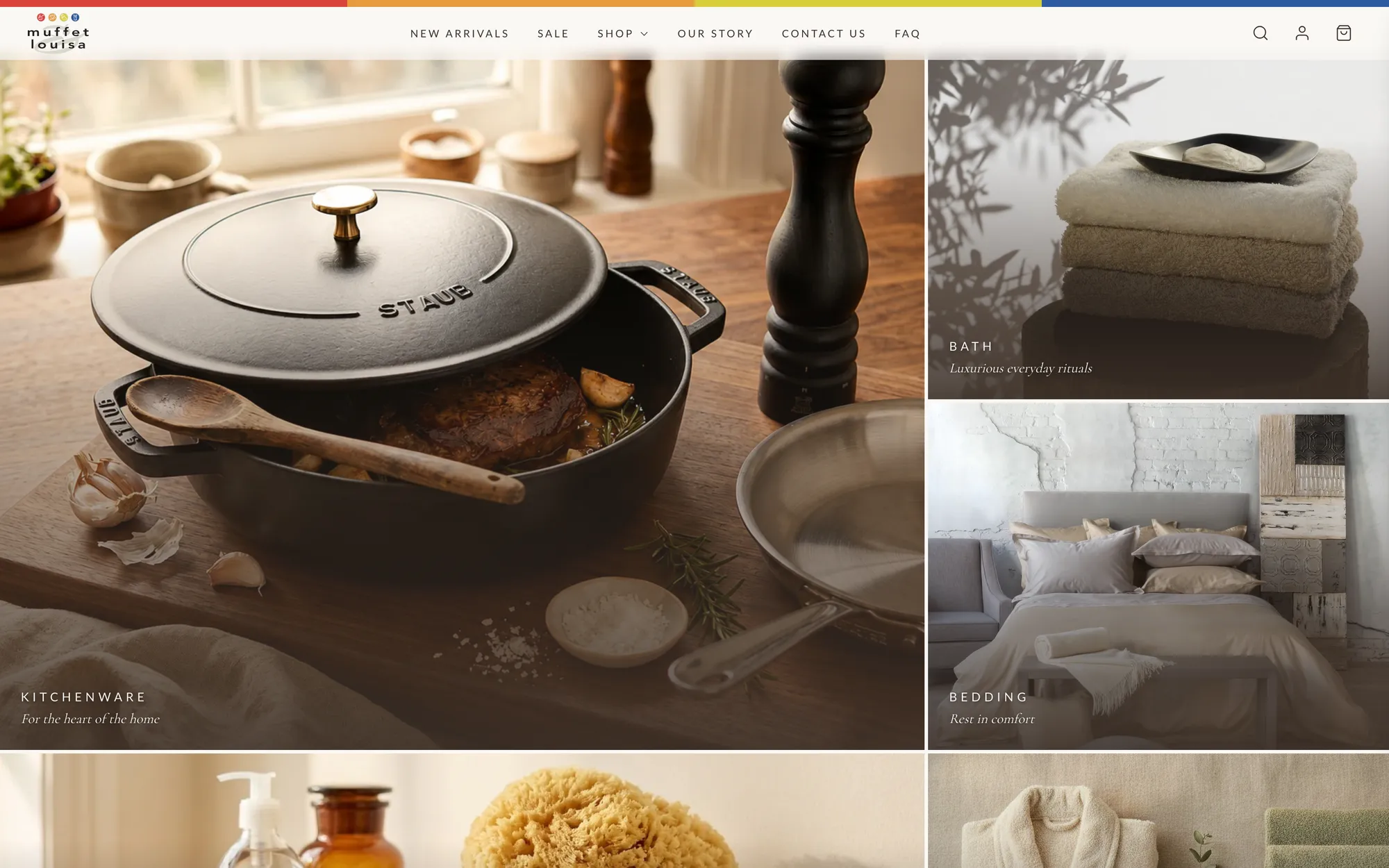 Muffet & Louisa homepage on the new Shopify storefront