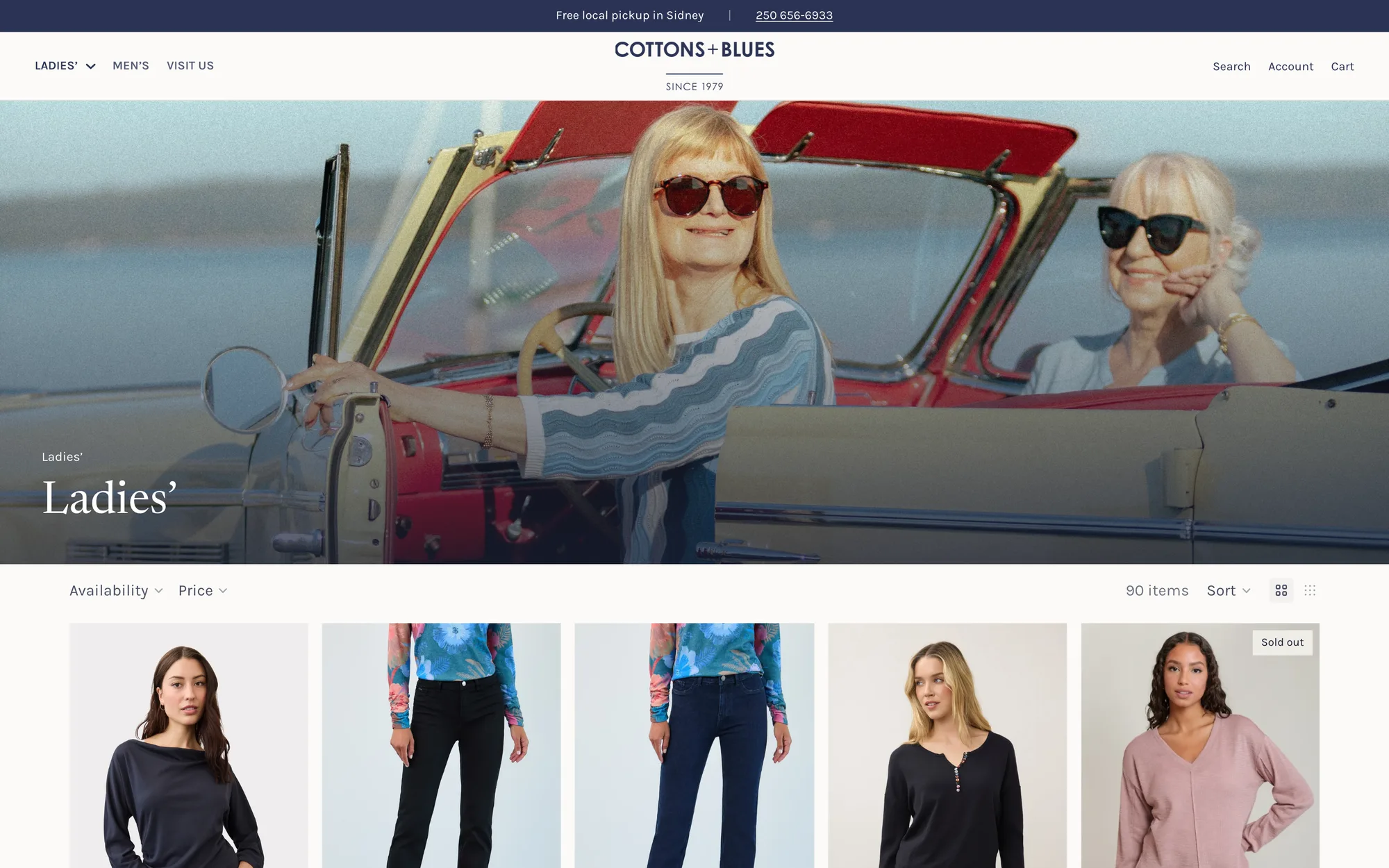 Cottons and Blues ladies’ collection on Shopify