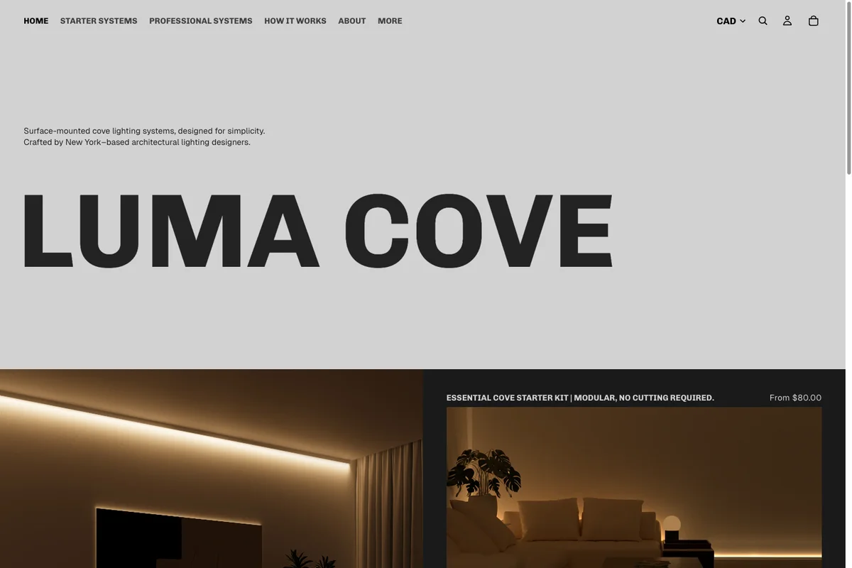 LumaCove storefront after the SEO-focused Wix to Shopify migration