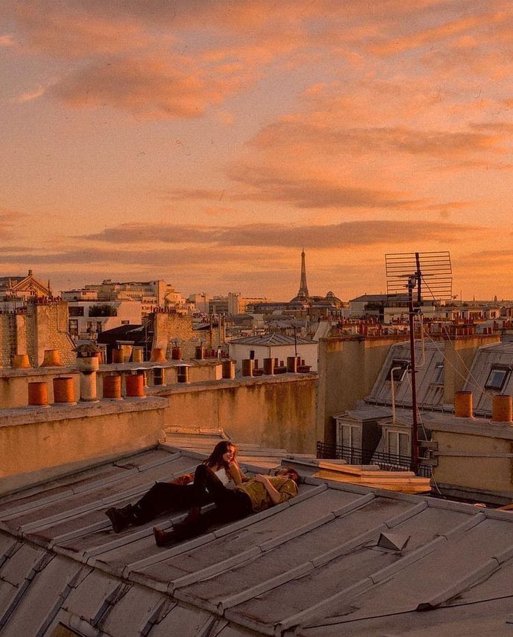 Paris rooftop sunset