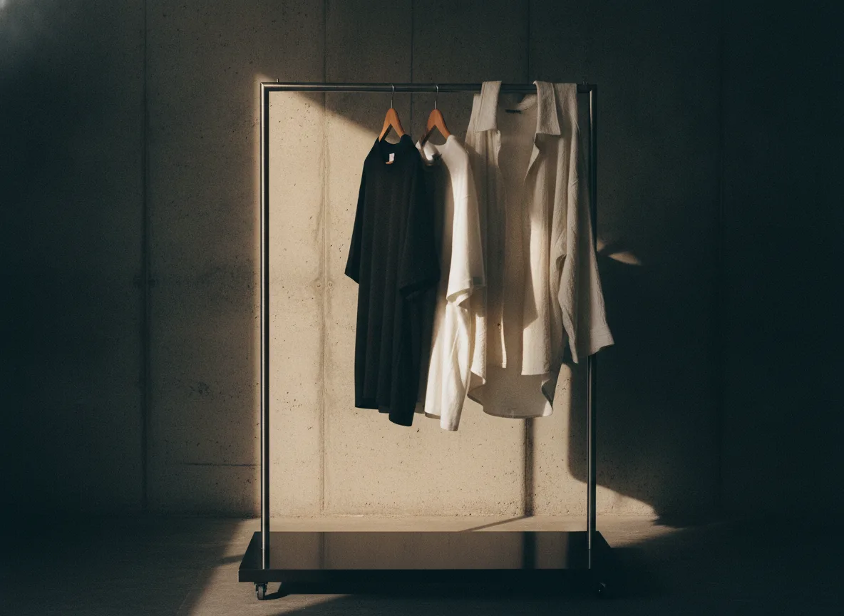 Solus garments on a rack, a new Shopify build by Tomorrow Studios